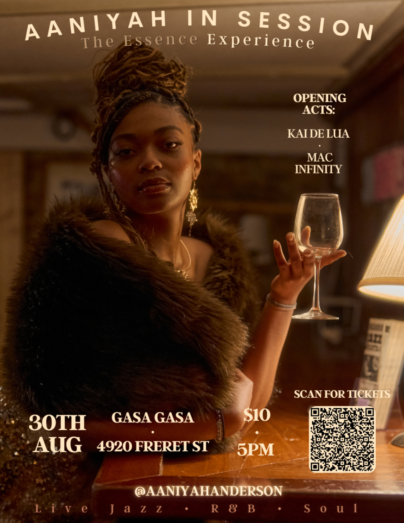 Plate 07 — Aaniyah in Session · The Essence Experience · Gasa Gasa · 30 Aug · 5pm