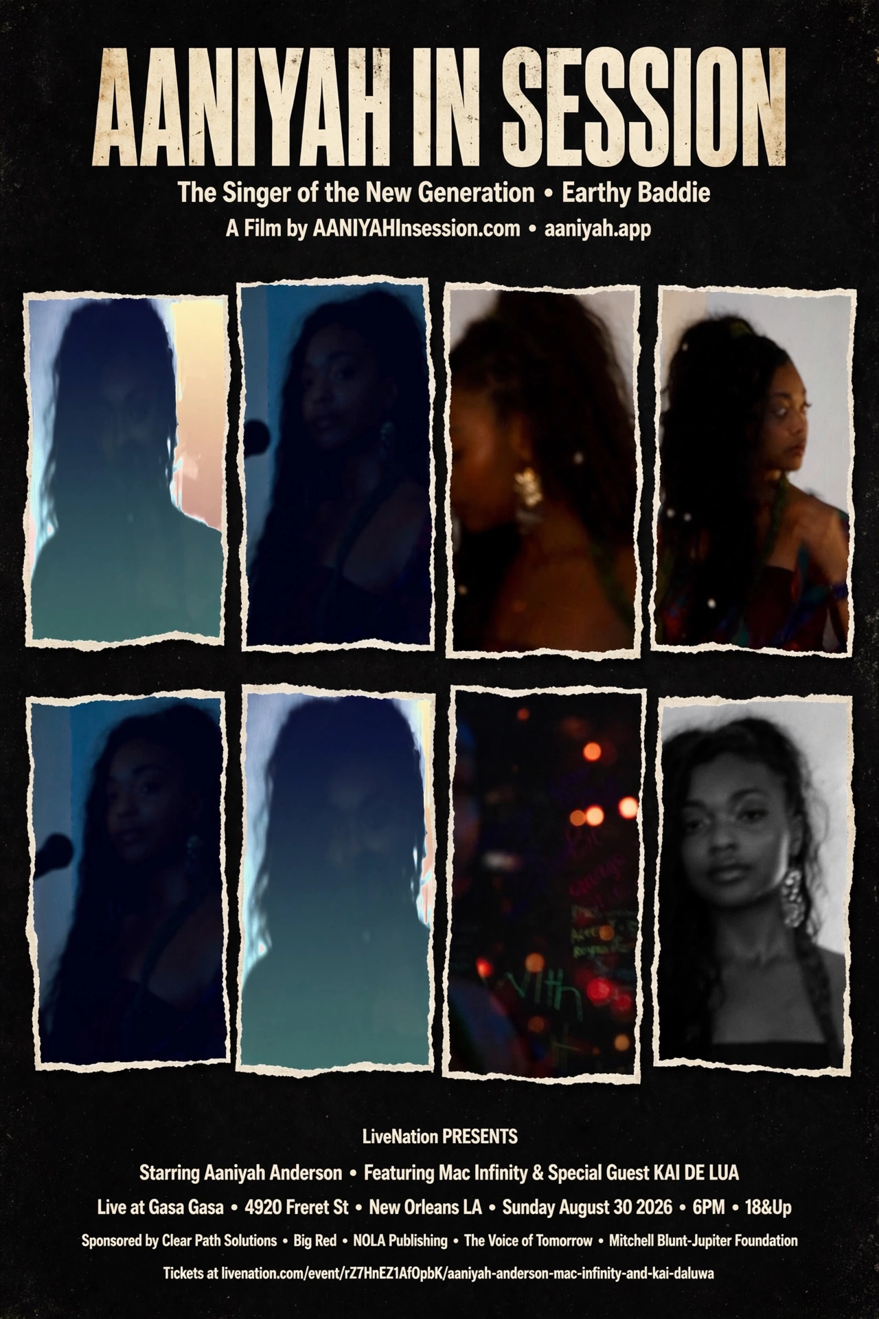Aaniyah In Session contact-sheet poster with film stills